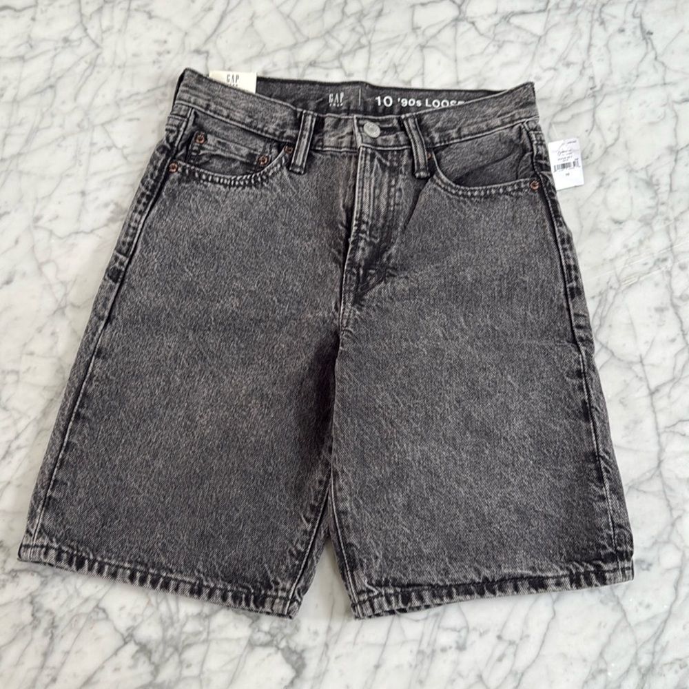 NWT Gap Teen 90s Loose Jean shorts gray washed distressed size 10